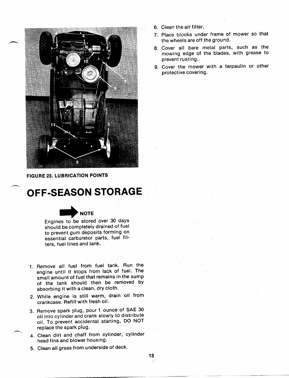 Off-season storage | Bolens 139-402A User Manual | Page 13 / 26