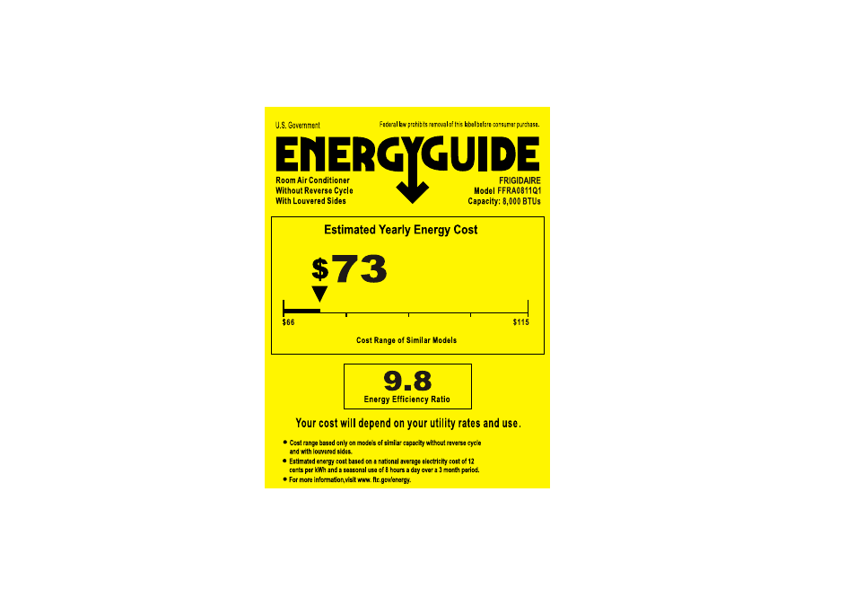 FRIGIDAIRE FFRA0811Q1 User Manual | 1 page