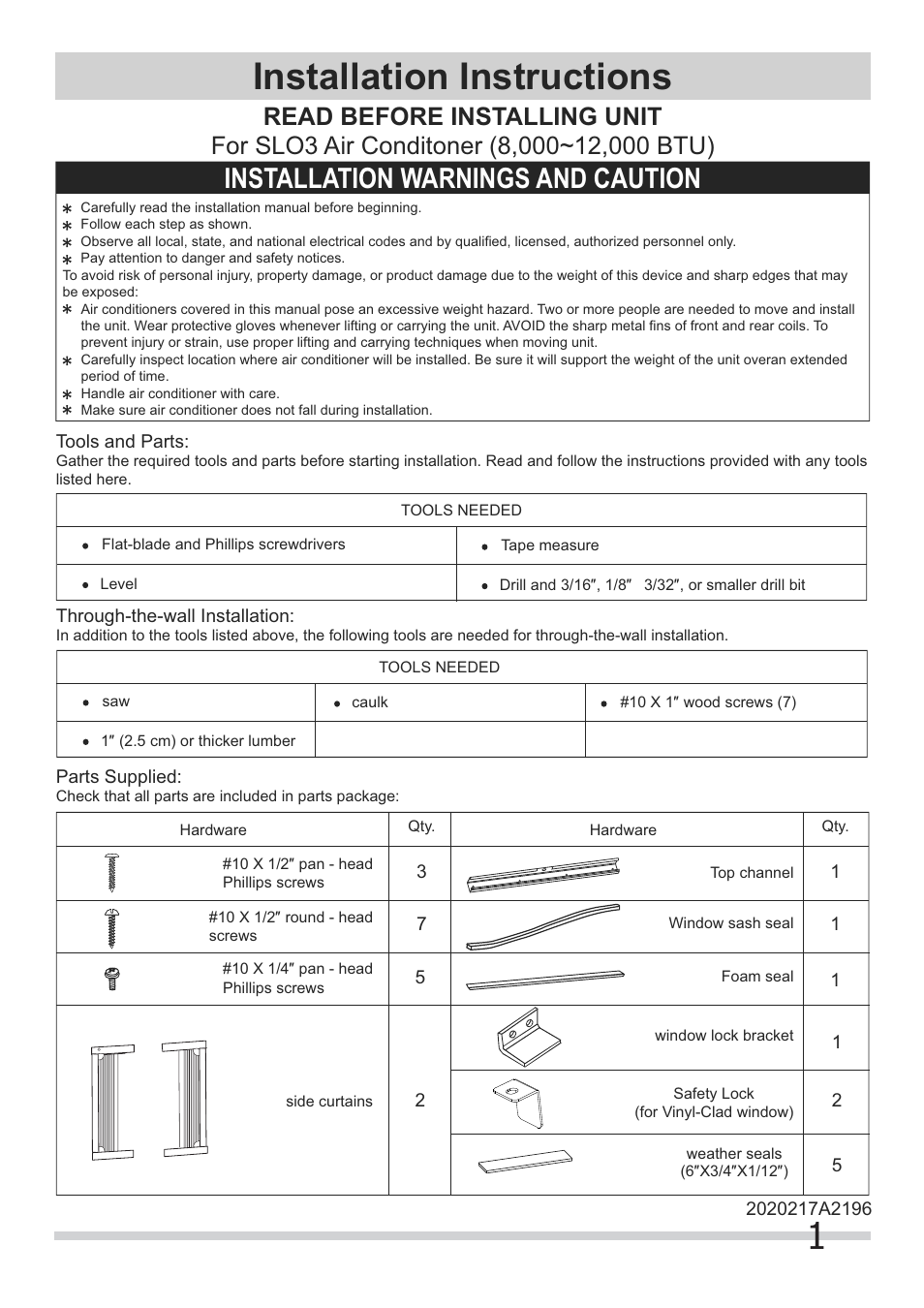 FRIGIDAIRE FRA08PZU1 User Manual | 6 pages