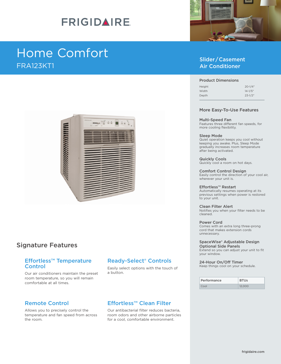 FRIGIDAIRE FRA123KT1 User Manual | 2 pages
