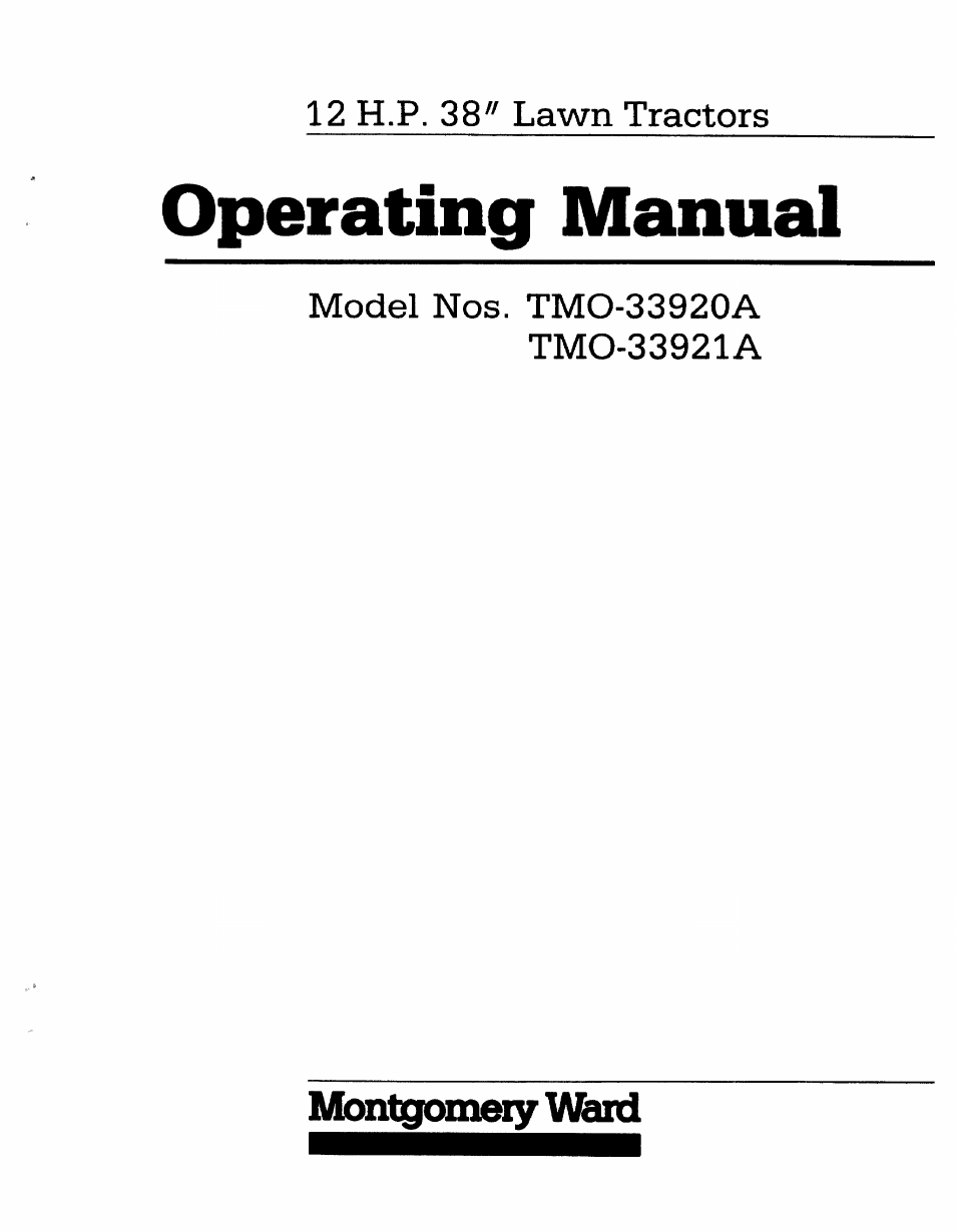 Bolens TMO-33920A User Manual | 39 pages