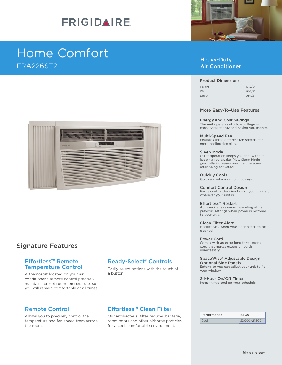 FRIGIDAIRE FRA226ST2 User Manual | 2 pages