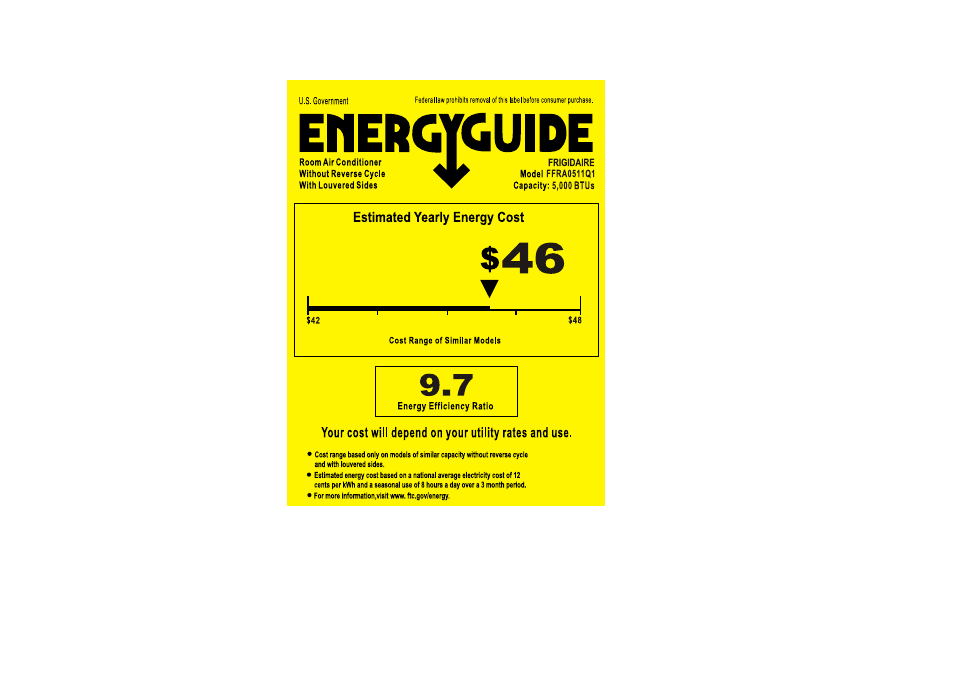 FRIGIDAIRE FFRA0511Q1 User Manual | 1 page