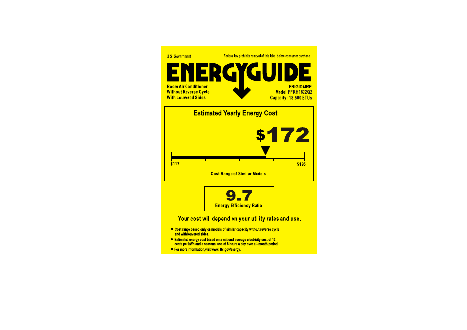 FRIGIDAIRE FFRH1822Q2 User Manual | 1 page