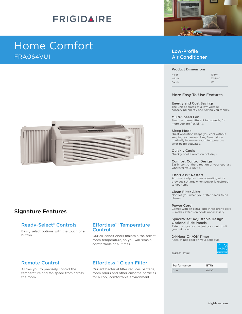 FRIGIDAIRE FRA064VU1 User Manual | 2 pages