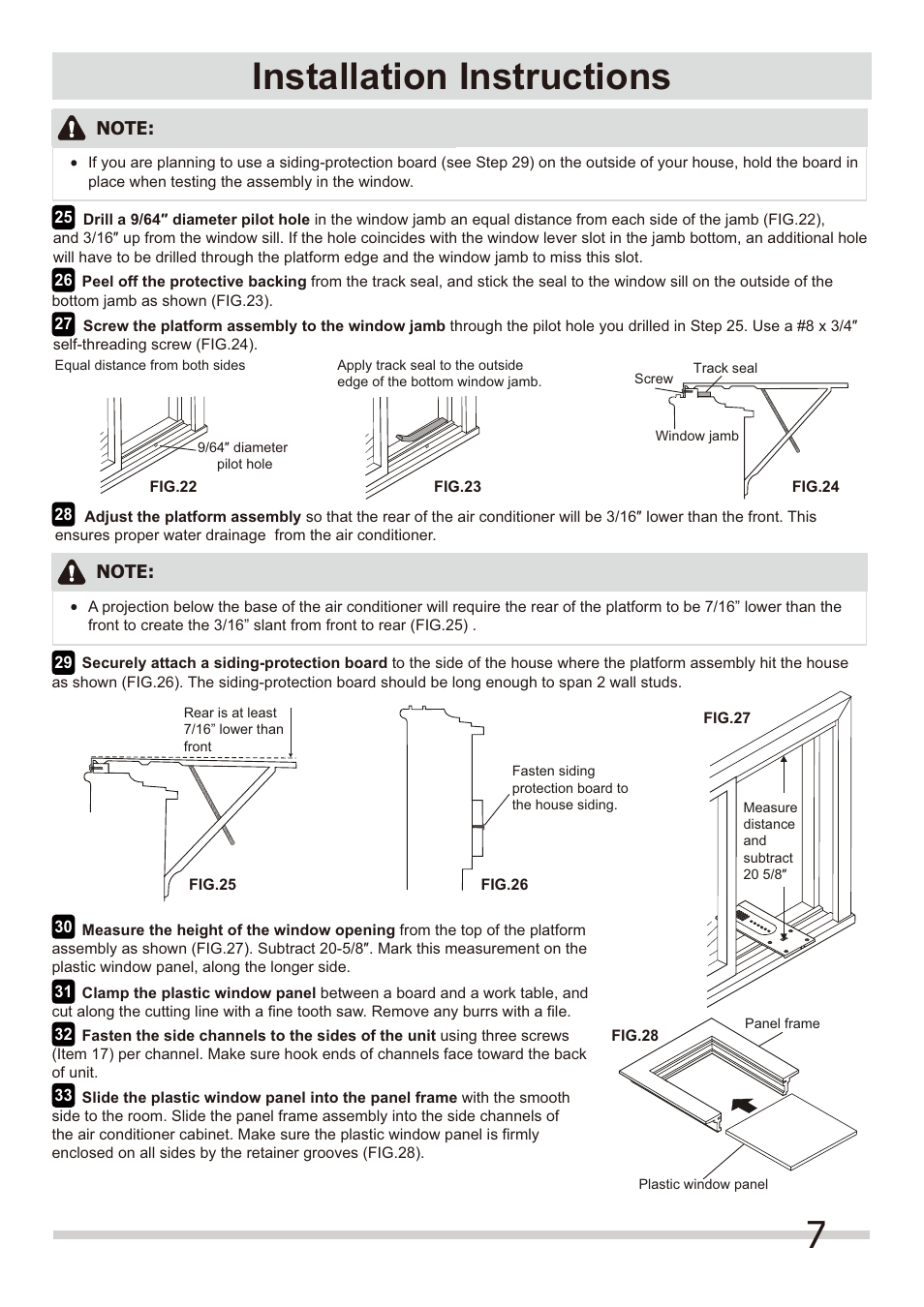 7installation instructions | FRIGIDAIRE FRA123KT1 User Manual | Page 7 / 8