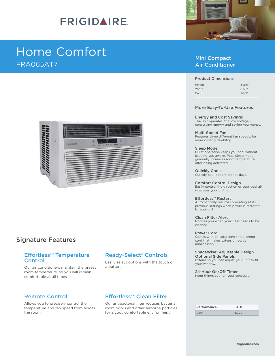 FRIGIDAIRE FRA065AT7 User Manual | 2 pages