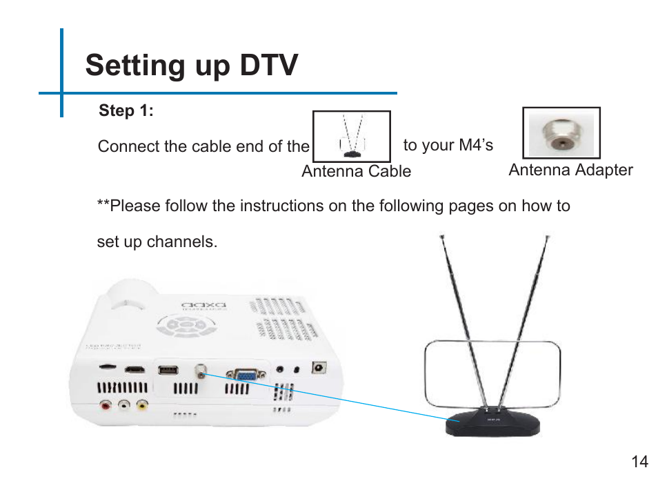 Setting up dtv | AAXA Technologies M4 User Manual | Page 16 / 46