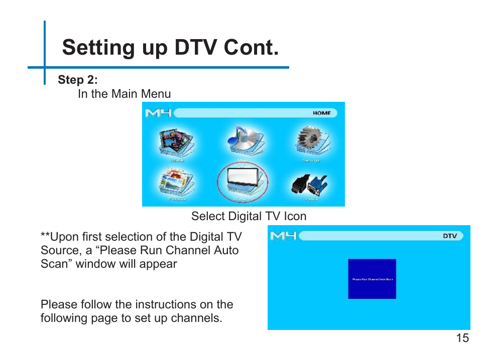 Setting up dtv cont | AAXA Technologies M4 User Manual | Page 17 / 46