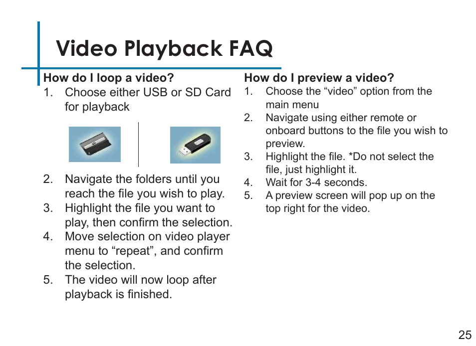 Video playback faq | AAXA Technologies M4 User Manual | Page 27 / 46