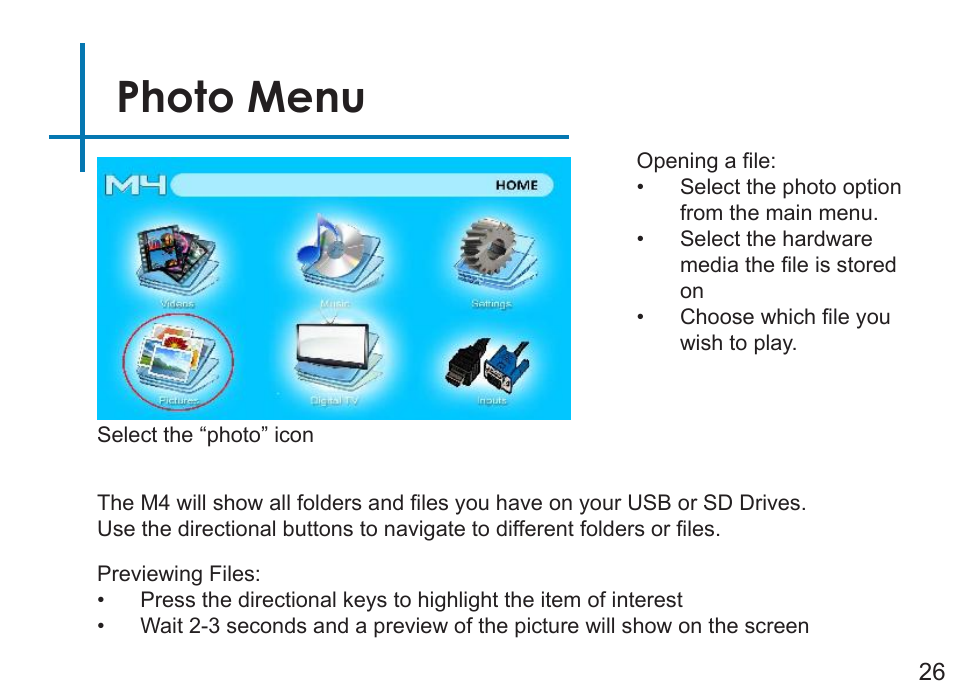 Photo menu | AAXA Technologies M4 User Manual | Page 28 / 46