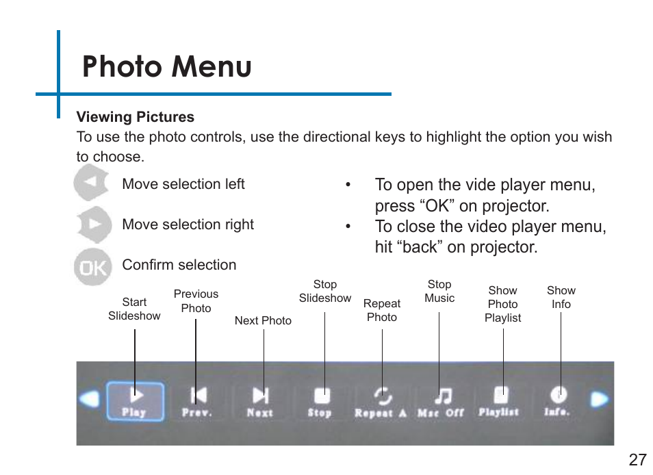 Photo menu | AAXA Technologies M4 User Manual | Page 29 / 46