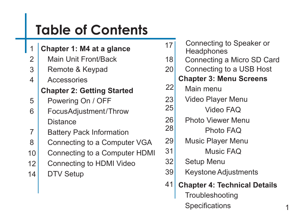 AAXA Technologies M4 User Manual | Page 3 / 46