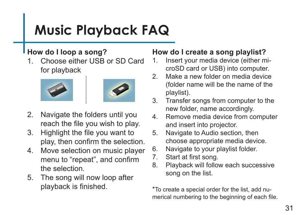 Music playback faq | AAXA Technologies M4 User Manual | Page 33 / 46