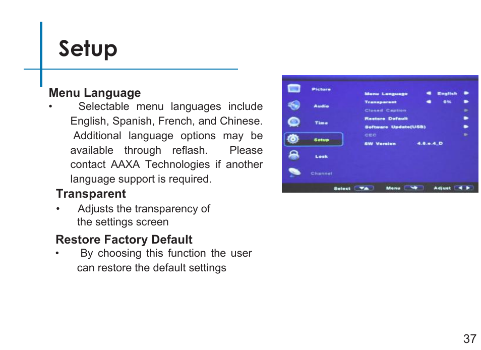 Setup | AAXA Technologies M4 User Manual | Page 39 / 46