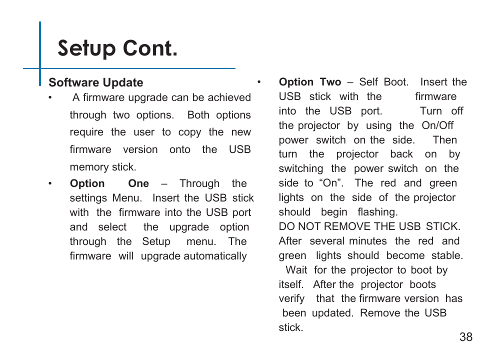 Setup cont | AAXA Technologies M4 User Manual | Page 40 / 46