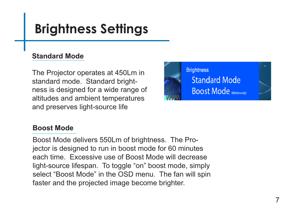 Brightness settings | AAXA Technologies LED Android User Manual | Page 12 / 56