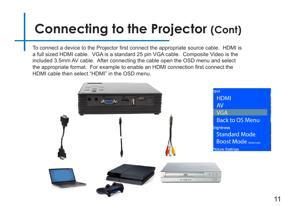 Connecting to the projector, Cont) | AAXA Technologies LED Android User Manual | Page 16 / 56