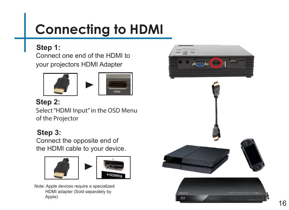 Connecting to hdmi | AAXA Technologies LED Android User Manual | Page 21 / 56