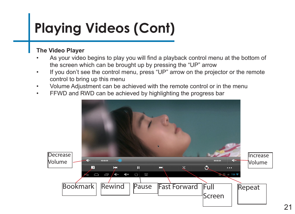 Playing videos (cont) | AAXA Technologies LED Android User Manual | Page 26 / 56