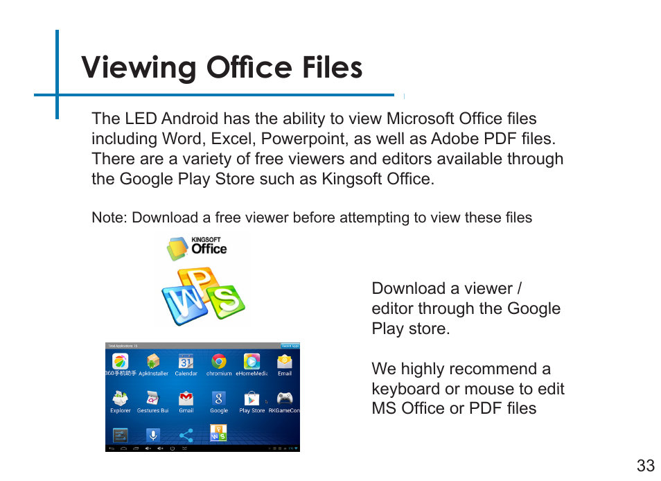 Viewing office files | AAXA Technologies LED Android User Manual | Page 38 / 56