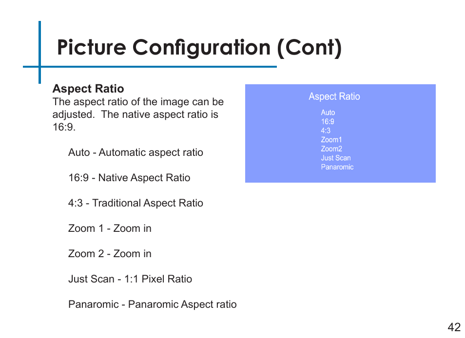 Picture configuration (cont) | AAXA Technologies LED Android User Manual | Page 47 / 56