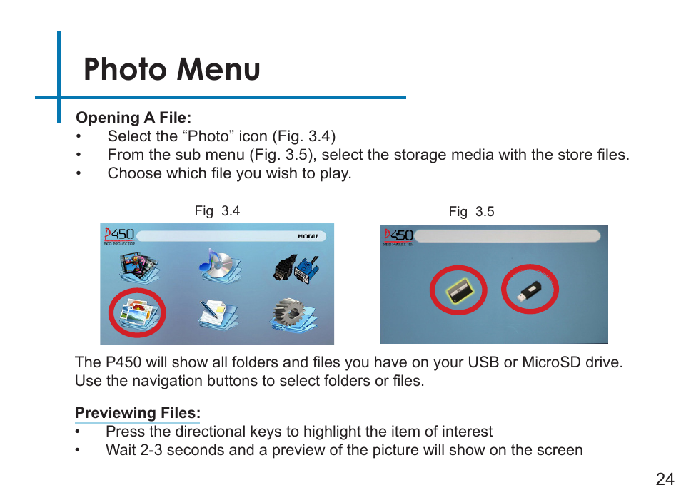 Photo menu | AAXA Technologies P450 User Manual | Page 27 / 46