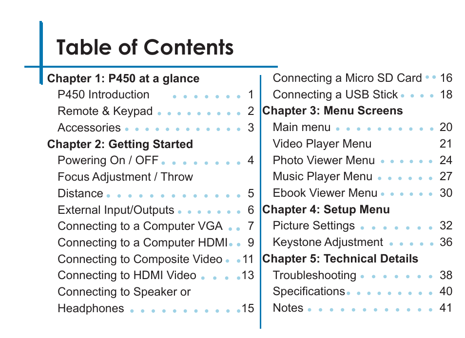 AAXA Technologies P450 User Manual | Page 3 / 46