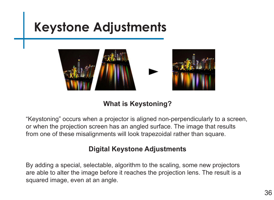 Keystone adjustments | AAXA Technologies P450 User Manual | Page 39 / 46