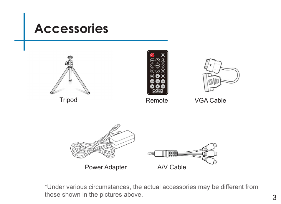 Accessories | AAXA Technologies P450 User Manual | Page 6 / 46