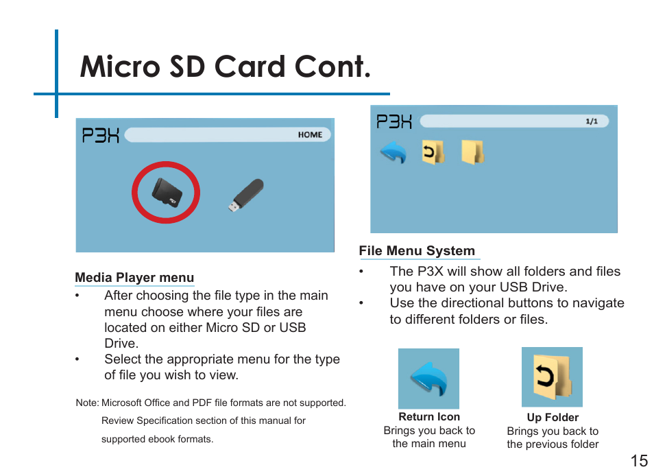 Micro sd card cont | AAXA Technologies P3X User Manual | Page 18 / 36