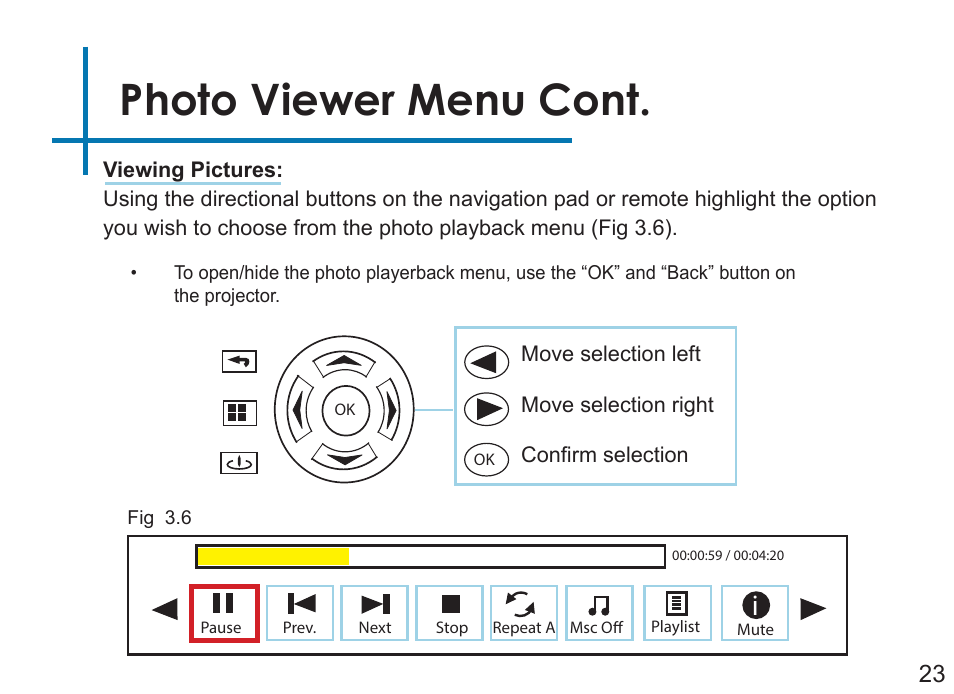 Photo viewer menu cont | AAXA Technologies P3X User Manual | Page 26 / 36