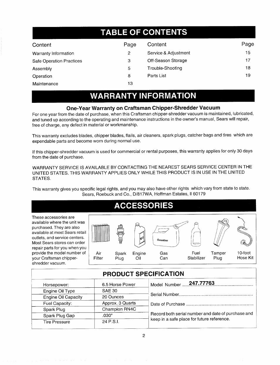 Bolens 247.77763 User Manual | Page 2 / 48