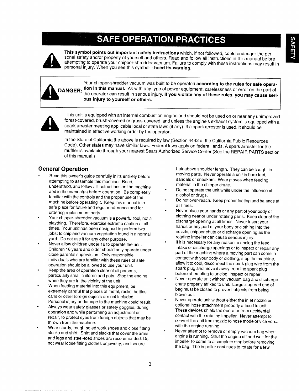 Safe operation practices | Bolens 247.77763 User Manual | Page 3 / 48