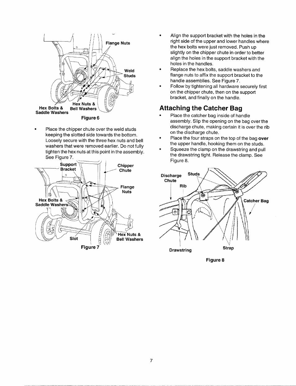 Attaching the catcher bag | Bolens 247.77763 User Manual | Page 7 / 48