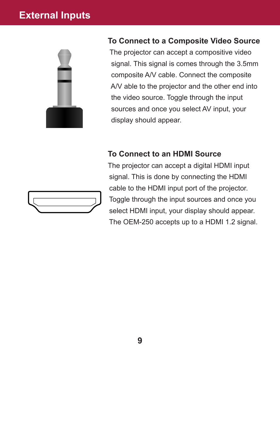 External inputs | AAXA Technologies OEM-25 User Manual | Page 10 / 29