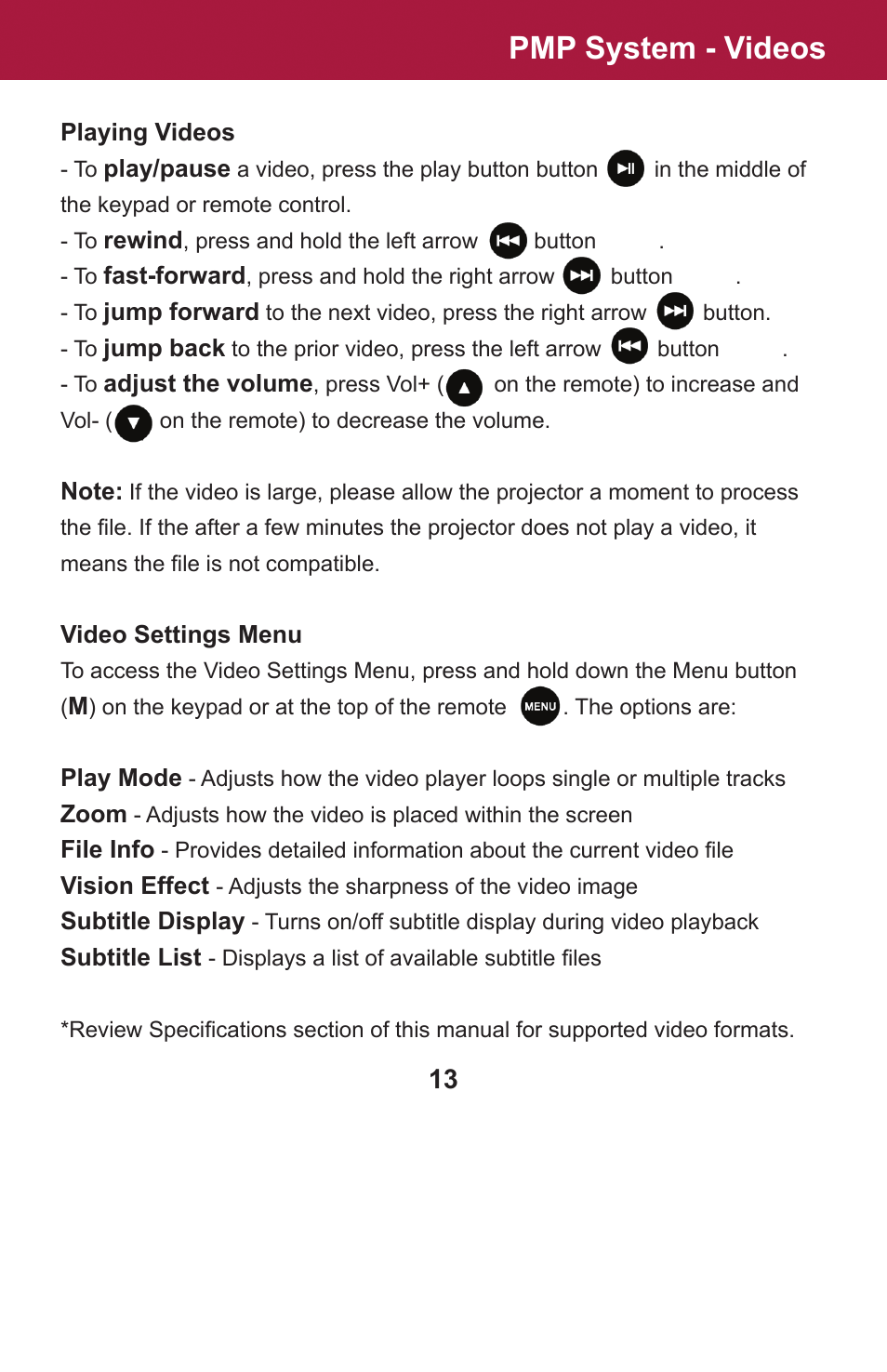 Pmp system - videos | AAXA Technologies OEM-25 User Manual | Page 14 / 29