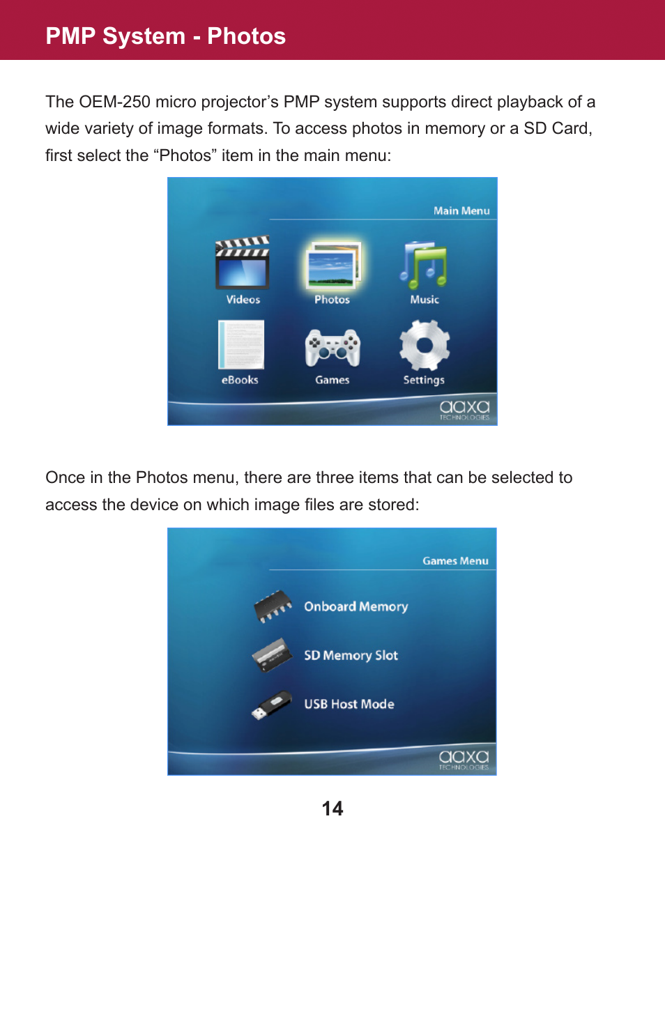 Pmp system - photos | AAXA Technologies OEM-25 User Manual | Page 15 / 29