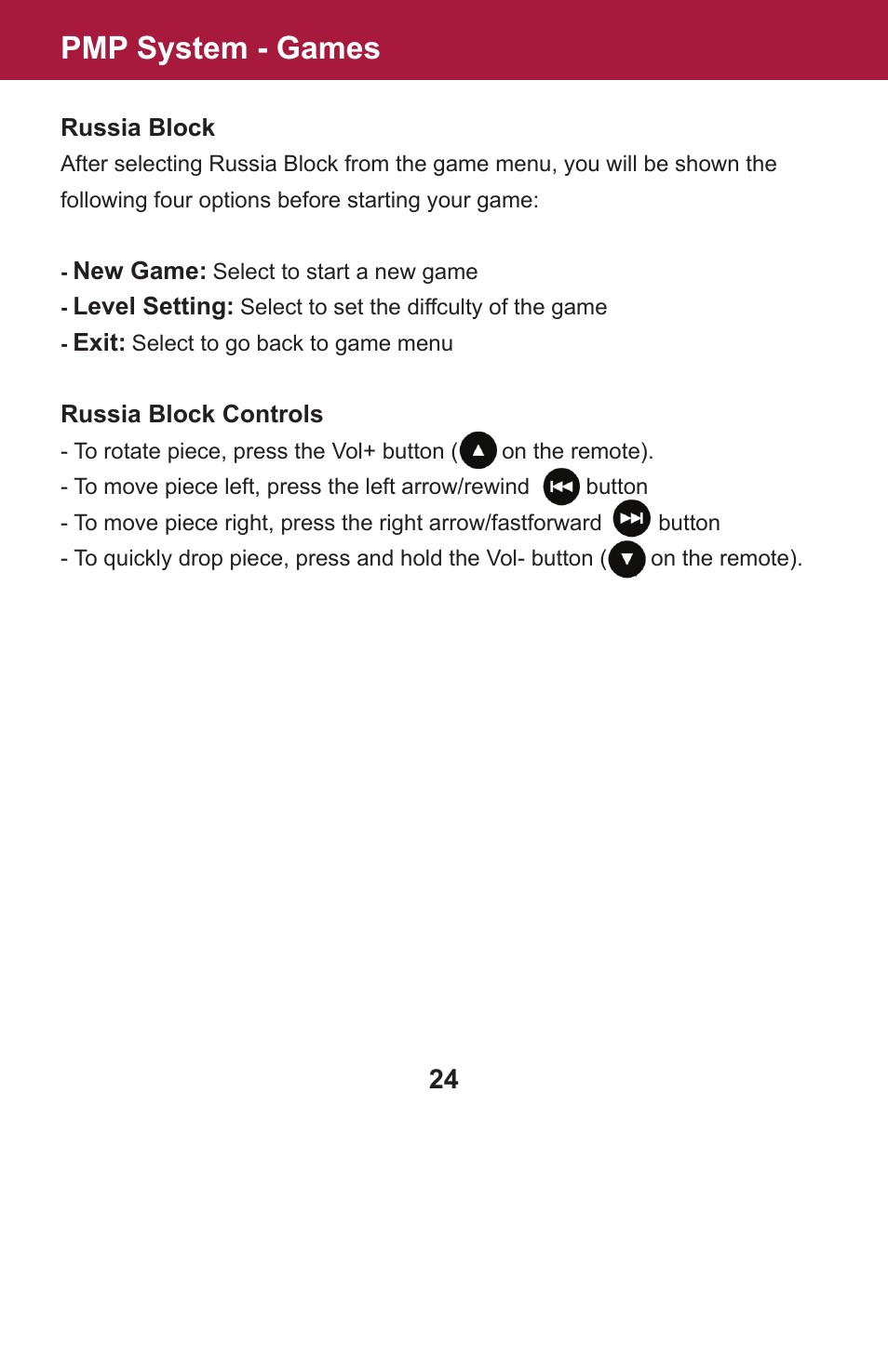 Pmp system - games | AAXA Technologies OEM-25 User Manual | Page 25 / 29