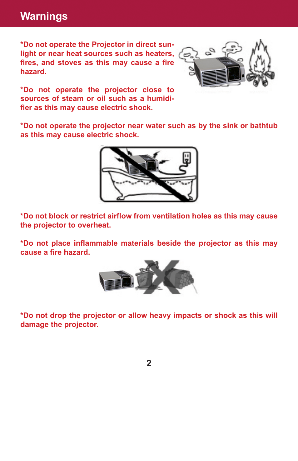 Warnings | AAXA Technologies OEM-25 User Manual | Page 3 / 29