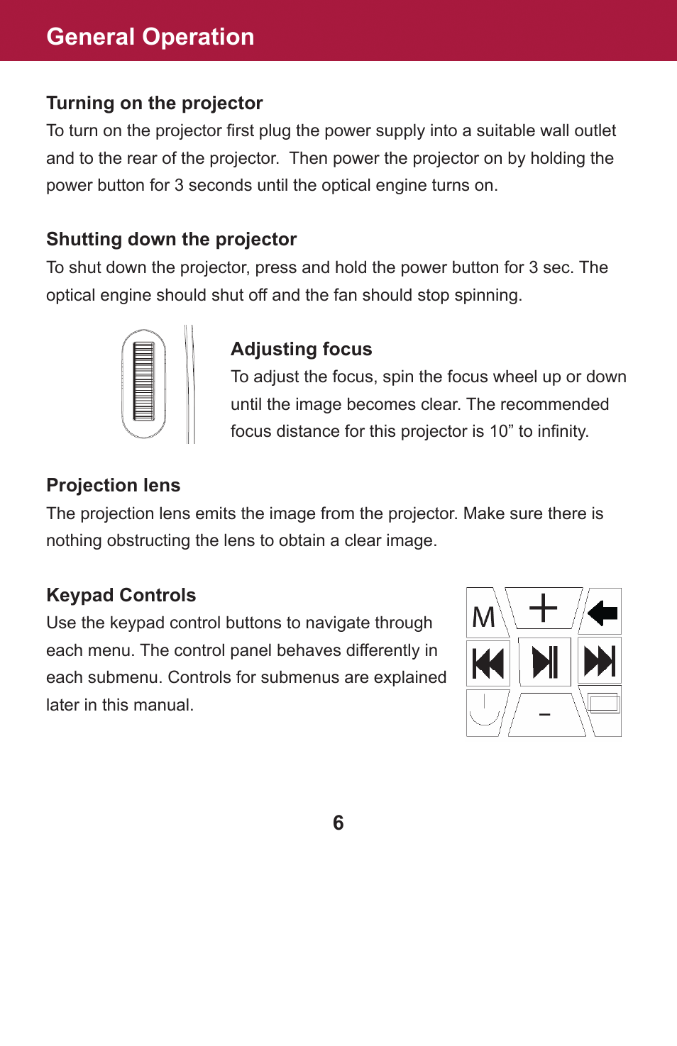 General operation | AAXA Technologies OEM-25 User Manual | Page 7 / 29