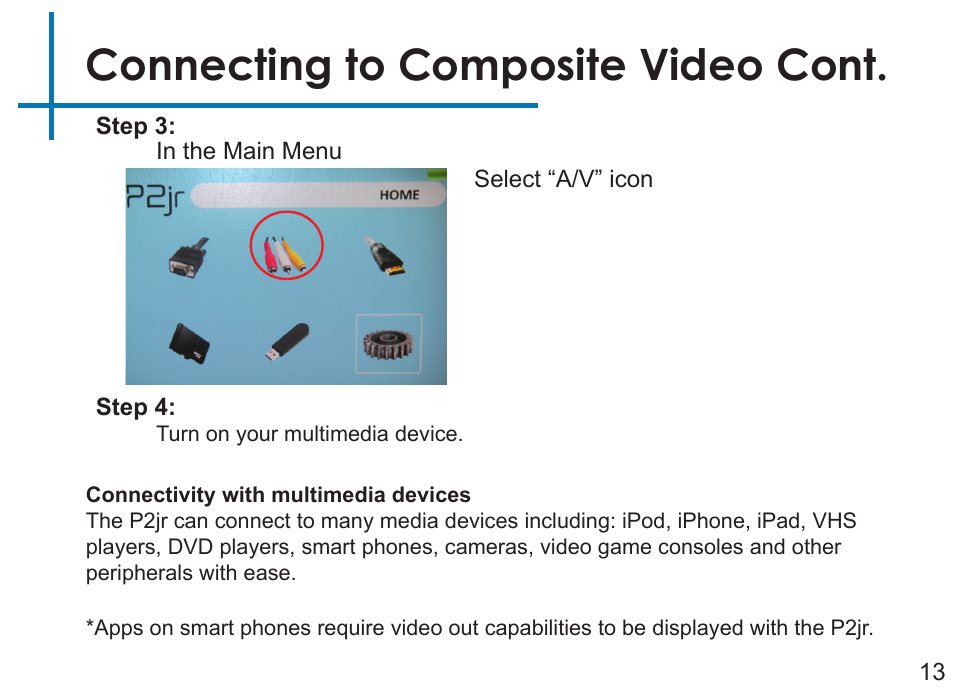 Connecting to composite video cont | AAXA Technologies P2Jr User Manual | Page 15 / 38