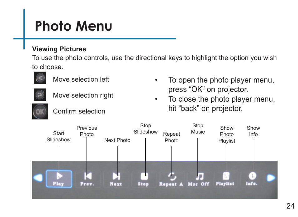 Photo menu | AAXA Technologies P2Jr User Manual | Page 26 / 38