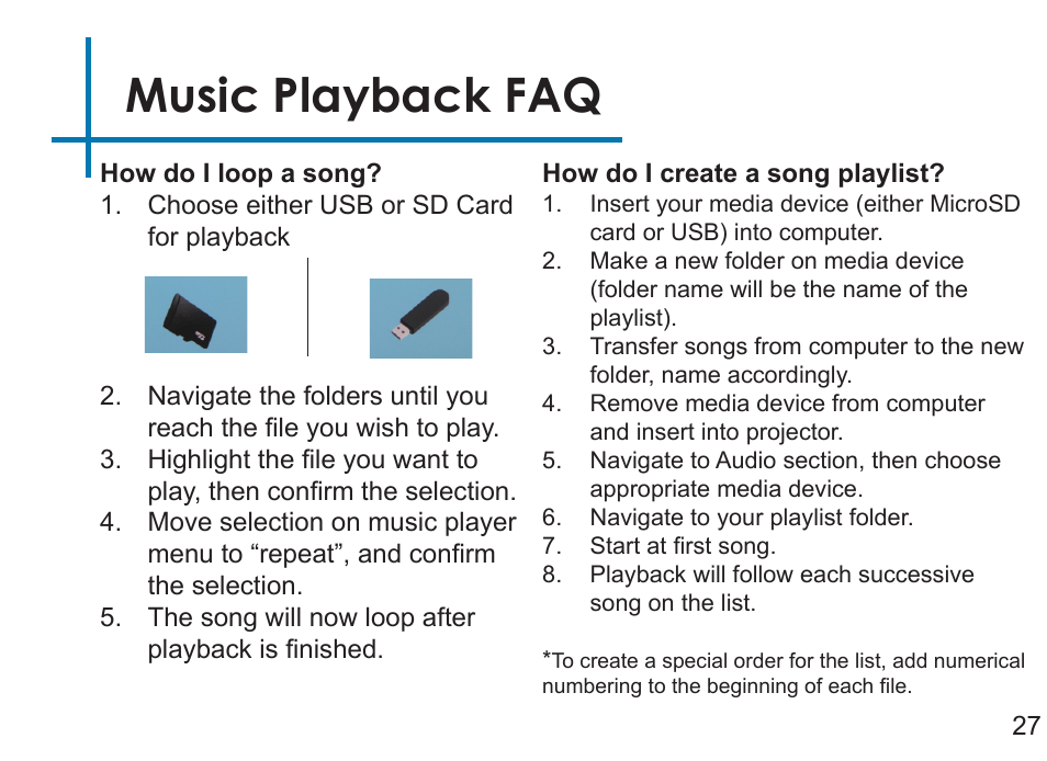 Music playback faq | AAXA Technologies P2Jr User Manual | Page 29 / 38