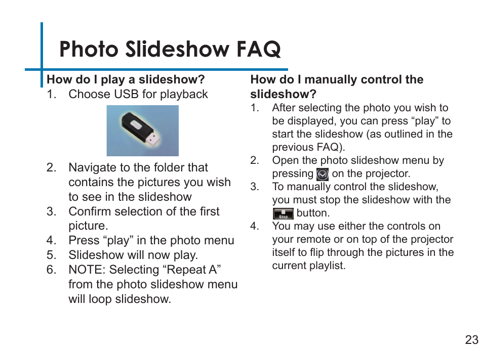 Photo slideshow faq | AAXA Technologies LED Showtime 3D User Manual | Page 25 / 45