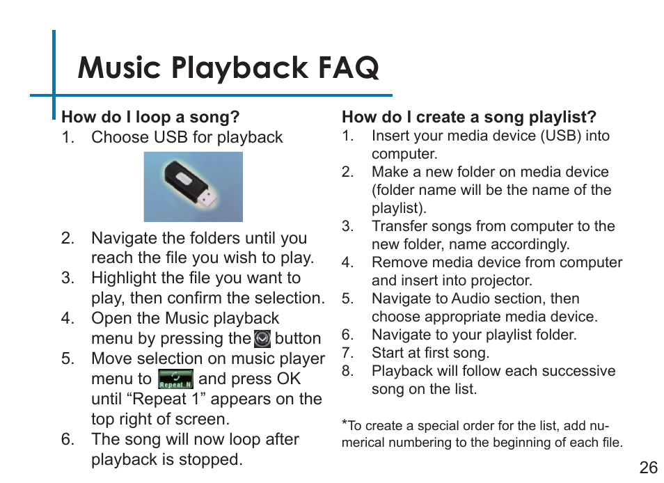 Music playback faq | AAXA Technologies LED Showtime 3D User Manual | Page 28 / 45