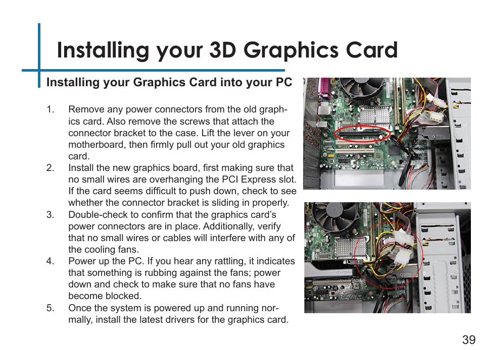 Installing your 3d graphics card | AAXA Technologies LED Showtime 3D User Manual | Page 41 / 45