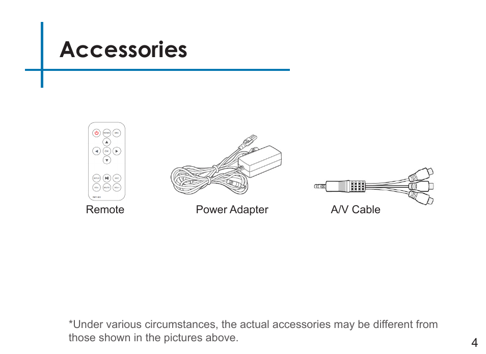 Accessories | AAXA Technologies LED Showtime 3D User Manual | Page 6 / 45