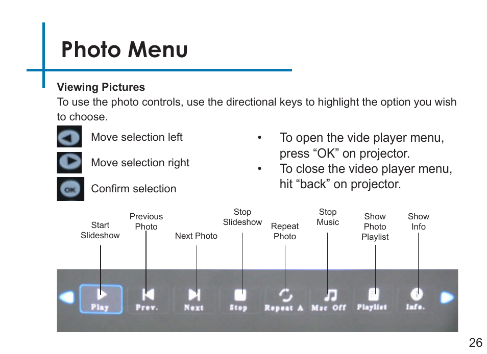 Photo menu | AAXA Technologies P3OO User Manual | Page 28 / 44