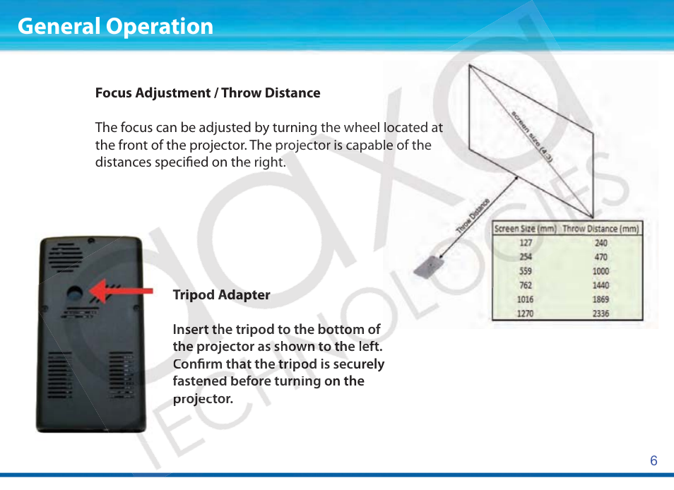 General operation | AAXA Technologies P1Jr User Manual | Page 7 / 20